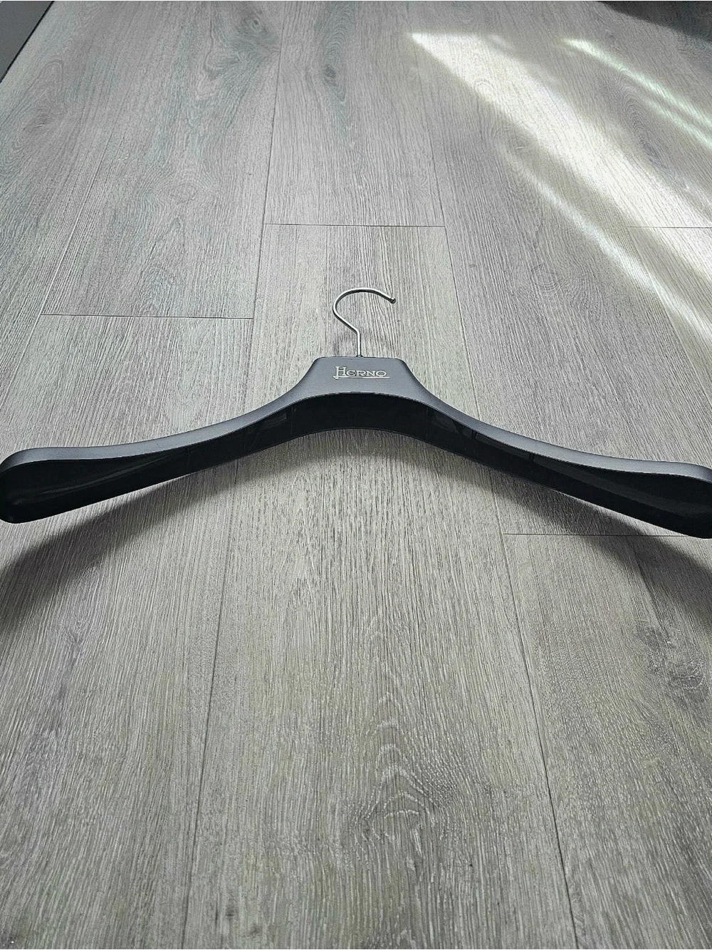 Herno Authentic Plastic Clothes Hanger with Silver Hook, Length 18”